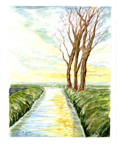 Painting of Romney Marsh in Winter